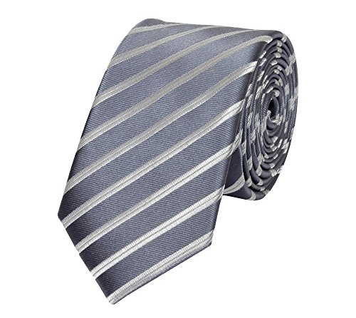Fabio Farini - Elegante Herren Krawatten gestreift 6cm/8cm Breite - Männer Schlips als Geschenk oder Anlässe dunkelgrau silber 8cm von Fabio Farini