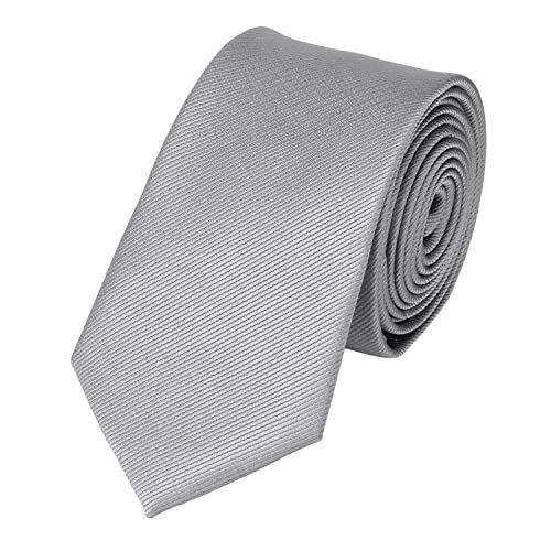 Fabio Farini - einfarbige elegante Unicolor Krawatten für Herren in 6 cm und 8 cm zur Auswahl Silber Silber Schmal (6 cm) von Fabio Farini