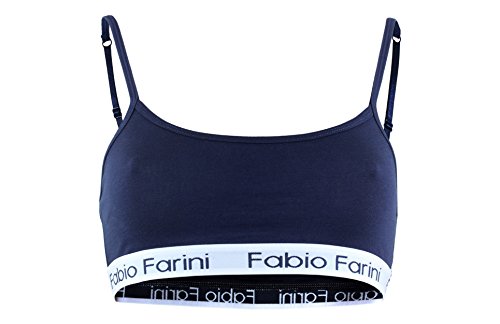 Fabio Farini Sport-BH Sports-Bra mit breitem Unterbrustband und Spaghetti-Trägern, in 3 Farben Blau L von Fabio Farini