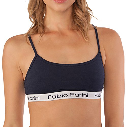 Fabio Farini Sport-BH Sports-Bra mit breitem Unterbrustband und Spaghetti-Trägern, in 3 Farben Blau M von Fabio Farini