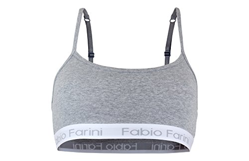 Fabio Farini Sport-BH Sports-Bra mit breitem Unterbrustband und Spaghetti-Trägern, in 3 Farben Grau S von Fabio Farini