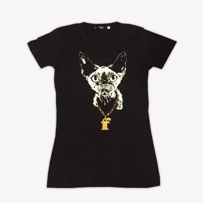Devon Rex Bling T-Shirt - Schwarzer Frauen-Passform-Schnitt von FableLondon