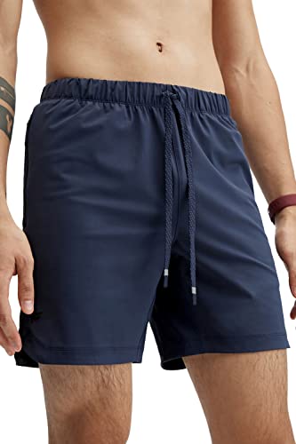 Fabletics Herren The One Shorts, Training, Schwimmen, leicht, schnelltrocknend, Reißverschlusstasche, Stretchgewebe, Blau, Mittel von Fabletics