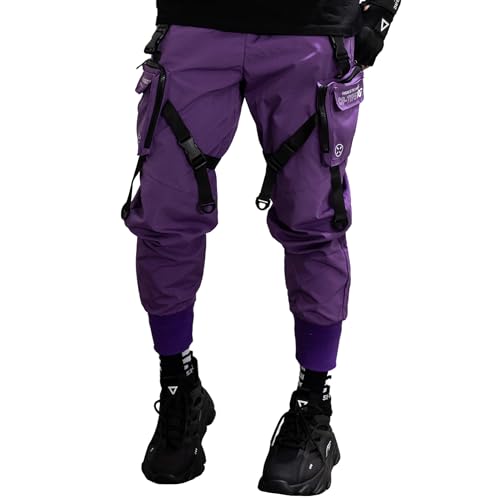 Fabric of the Universe Techwear Fashion Cargo Jogger Pants, Lila Cg-Typ 10f, Mittel von Fabric of the Universe