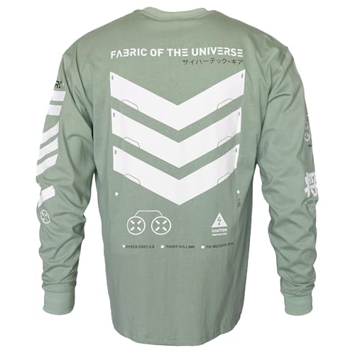 Fabric of the Universe Techwear Graphic Fashion Streetwear Langarm T-Shirt, Faded Green V3-3, L von Fabric of the Universe