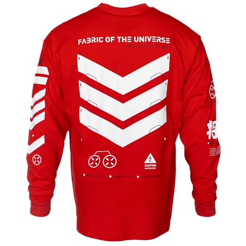 Fabric of the Universe Techwear Graphic Fashion Streetwear Langarm T-Shirt, Rot V3-3, L von Fabric of the Universe