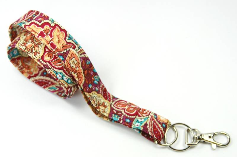 Blume Stoff Lanyard, Floral Schlüsselband, Glänzend Brown Badge Holder, Paisley-Lanyard von FabricLoveandFun