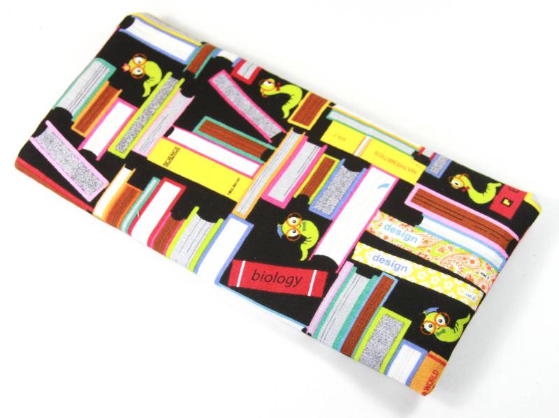 Bücherwurm Stoffbeutel, Brillenetui, Bücher-Design-Etui, Buch-Wurm-Design-Tasche von FabricLoveandFun