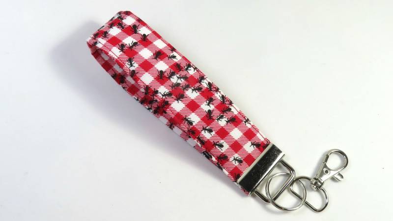 Bugs Stoff Keyfob, Checkers Lanyard, Ant-Abzeichen Halter, Ant-Schlüsselanhänger, Fehler Auf Steinen Red Checker Armband, Ant-Armband von FabricLoveandFun