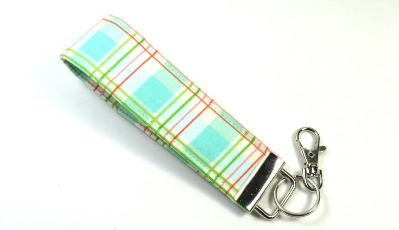 Checkers Stoff Abzeichen Halter, Checkers Keyfob, Armband, Grün Blau Armbänder, Checker Geschenk von FabricLoveandFun