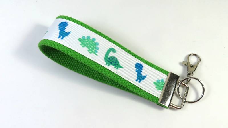 Dinosaur Stoff Schlüsselanhänger, Green Keyfob, Dinosaur Keyfobs, Armband, Animal Design Schlüsselanhänger von FabricLoveandFun
