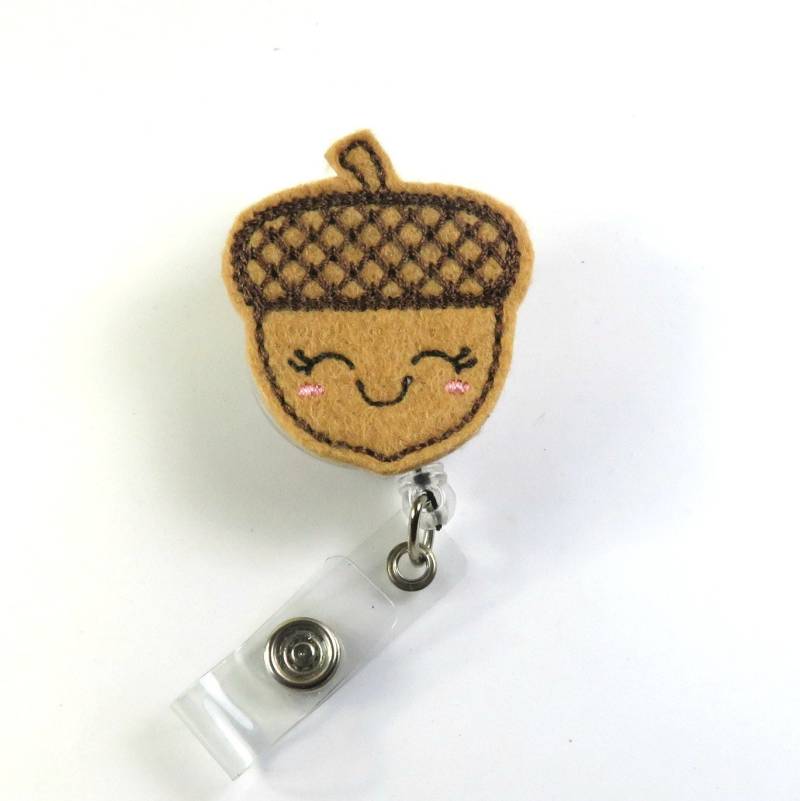 Eichel Filz Ausweishalter, Braune Eichel Dehnbar Einziehbare Ausweis von FabricLoveandFun