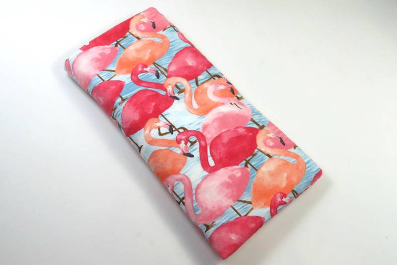 Flamingo Stofftasche, Sonnenbrillen-Gehäuse, Rosa Flamingo-Stoffkoffer, Snap-Button-Tasche, Vogel-Design-Tasche, Flamingo-Stofftasche von FabricLoveandFun
