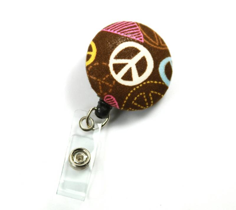 Friedenszeichen Stoff Lanyard, Badge Holder, Schaltfläche "Reel, Versenkbare Abzeichen Reel von FabricLoveandFun