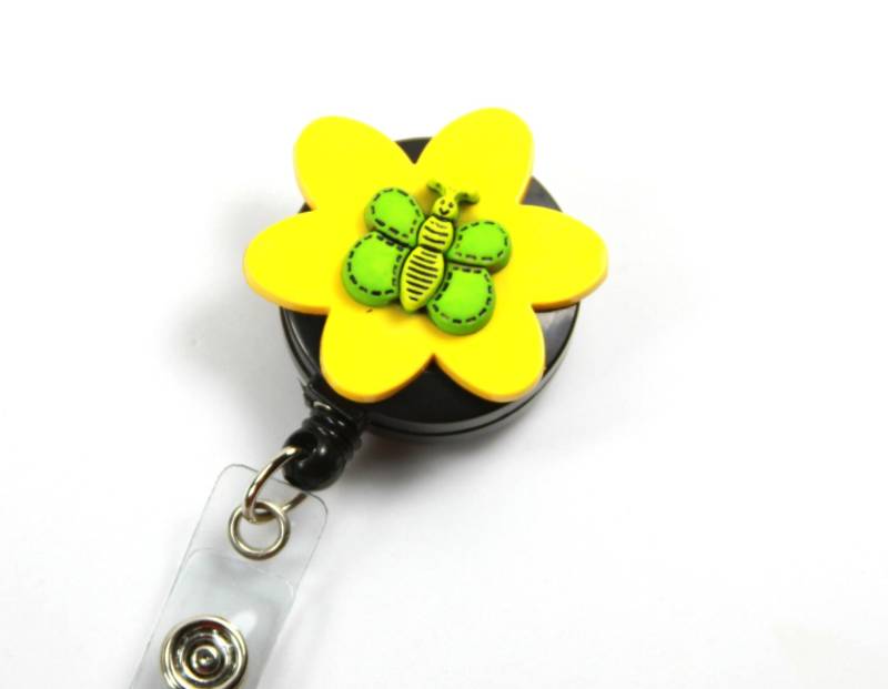 Frühling Blumen Abzeichen Reel, Summende Biene Schaltfläche Einziehbare Reel Frühling Blumen Abzeichen Reel, Summende Biene Schaltfläche Einziehbare Reel von FabricLoveandFun