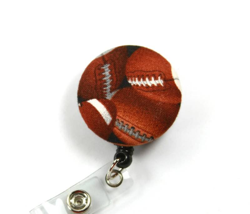 Fußball Stoff Abzeichen Reel, Versenkbare Baseball Lanyard, Braun Schlüsselband von FabricLoveandFun