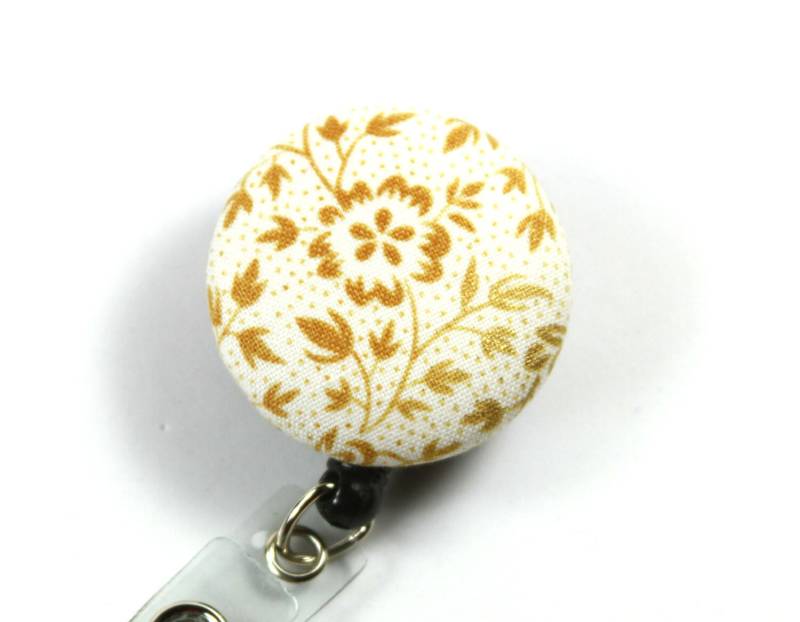 Goldene Blume Stoff Abzeichen Reel, Goldenes Button Badge Reel von FabricLoveandFun
