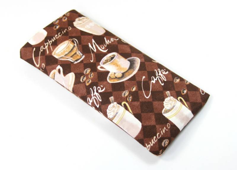 Kaffee Stoffbeutel, Brillenetui, Latte-Design-Tasche, Cappuccino Stoff Fall, Snap-Knopf-Tasche von FabricLoveandFun