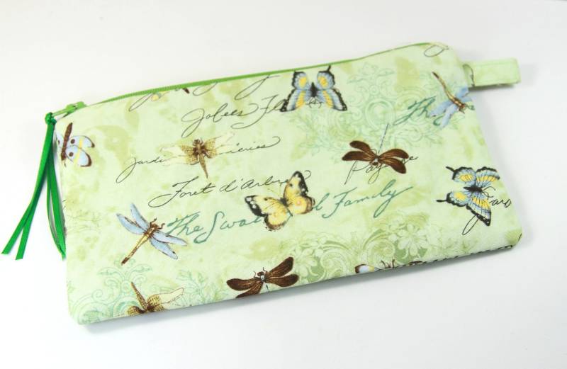 Libelle-Stoffbeutel, Make-Up Tasche, Reißverschluss-Tasche, Stoff Fall, Kosmetiktasche von FabricLoveandFun