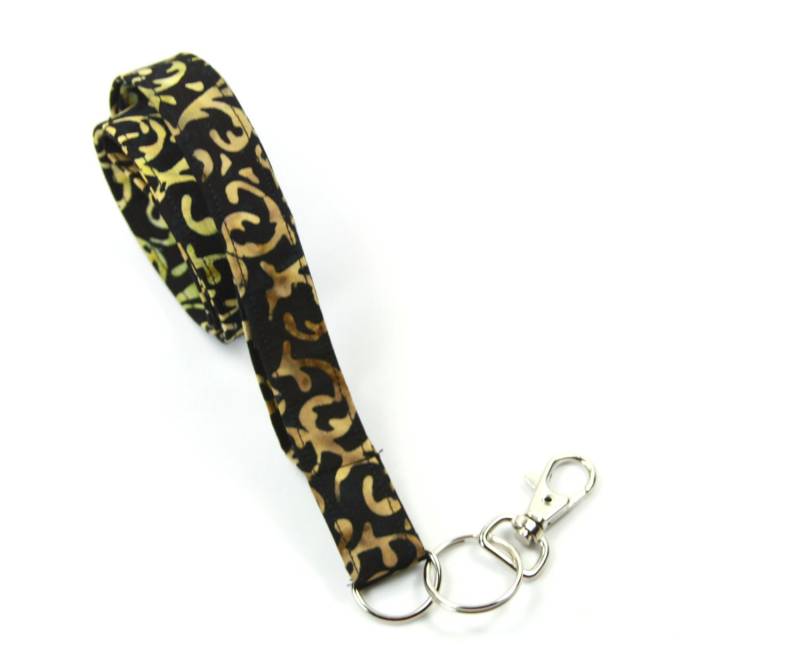 Lockige Stoff Lanyard, Tie-Dye-Lanyard, Schwarz Swirl Braun Badge Holder, Tie Dye Holder von FabricLoveandFun