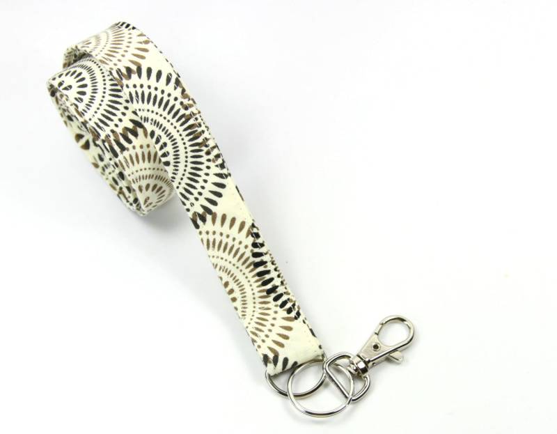 Mandala Stoff Lanyard, Brown Flower Mandala Design Badge Holder, Mandala-Lanyard von FabricLoveandFun