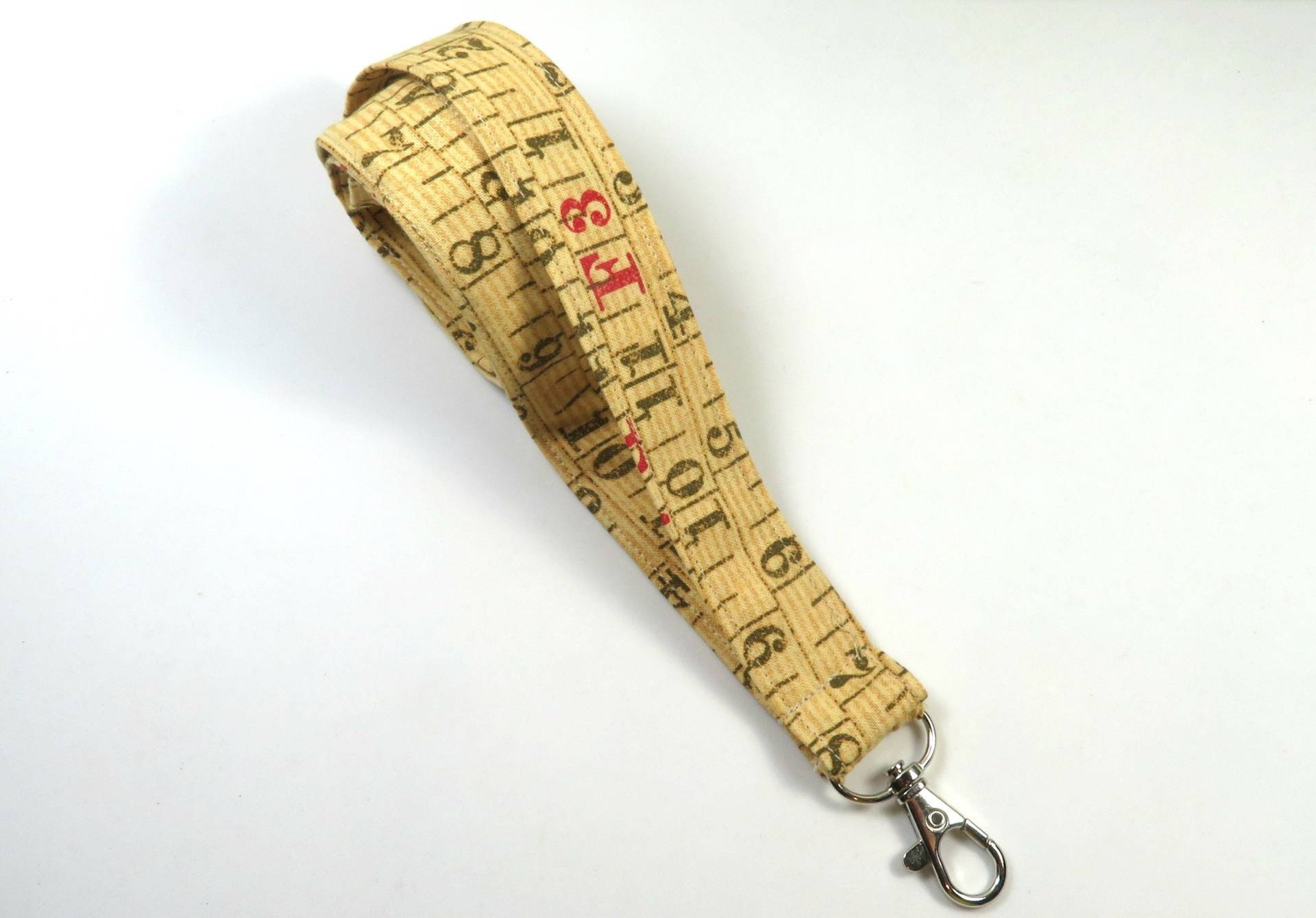 Messen Band Design Ausweishalter, Banddesign Maß Stoff Schlüsselband, Brauner Zahlen Stoffabzeichen, Schlüsselband von FabricLoveandFun