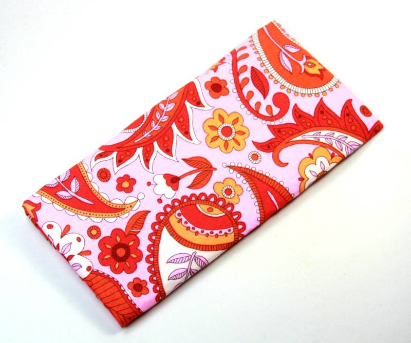 Paisley-Stoff-Tasche, Brillenetui, Brillen, Rosa Orange Paisley Stoff Fall, Clutch von FabricLoveandFun