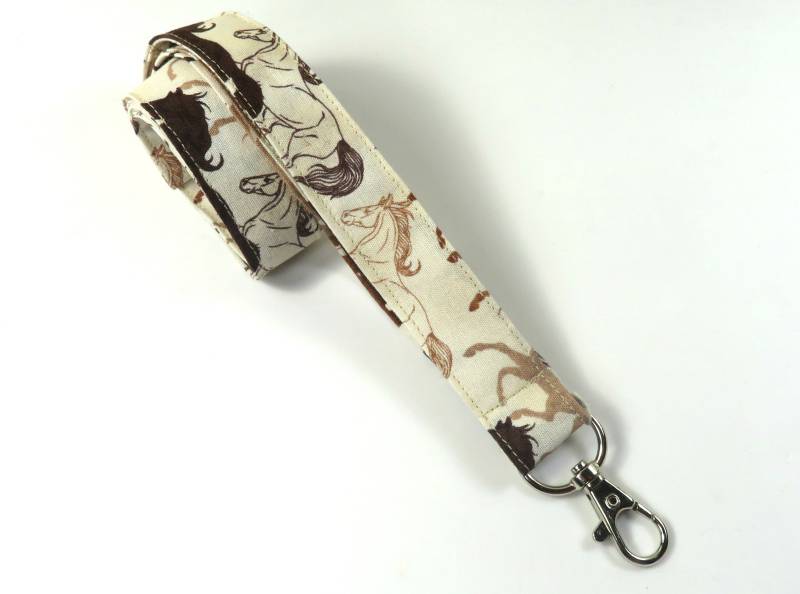 Pferde Ausweishalter, Braune Pferde, Schlüsselanhänger, Lanyard, Schlüsselband von FabricLoveandFun