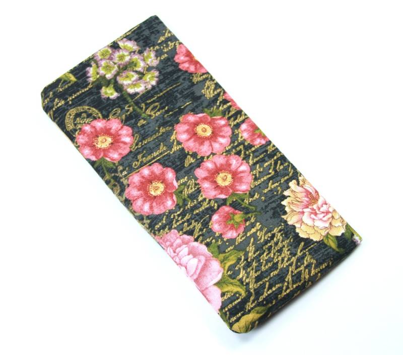 Pfingstrose Stofftasche, Sonnenbrille Fall, Mohnblumen Und Päonien Stoffbeutel, Schultertasche Flower Design, Zeitung Stoff Fall von FabricLoveandFun