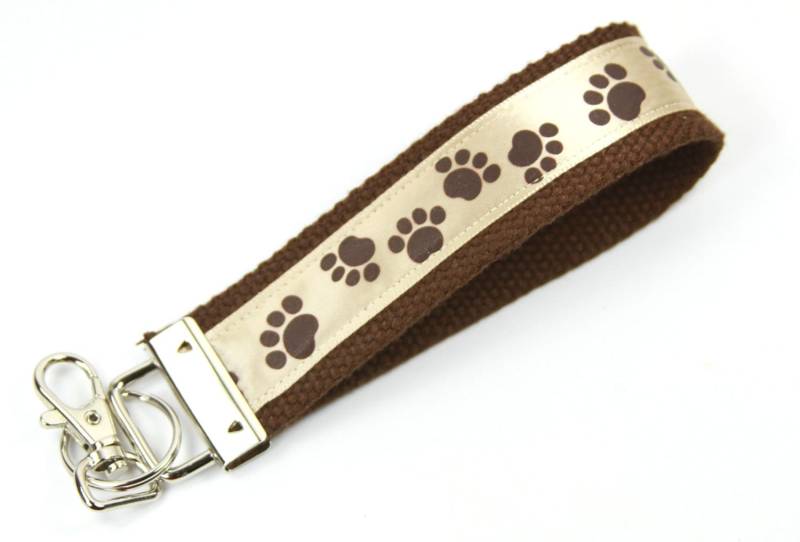 Pfote Stoff Schlüsselanhänger, Schlüsselbund, Pet Paw Brown Armband von FabricLoveandFun
