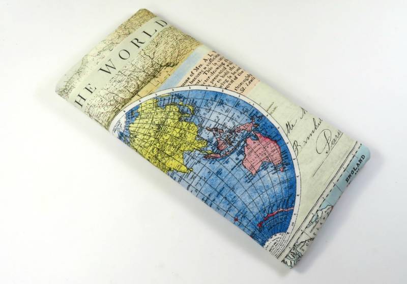 Stoff-Brillenetui, Geographie Stoffbeutel, Welt Atlas Design Taschen, Lehrer Geschenk Für Ihn, Stoffetui Sonnenbrille, Brille Tasche Karte von FabricLoveandFun