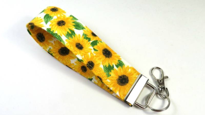Sunflower Schlüsselanhänger, Sonnenblume Armband, Schöne Blume Floral Gelbe Schlüsselanhänger von FabricLoveandFun