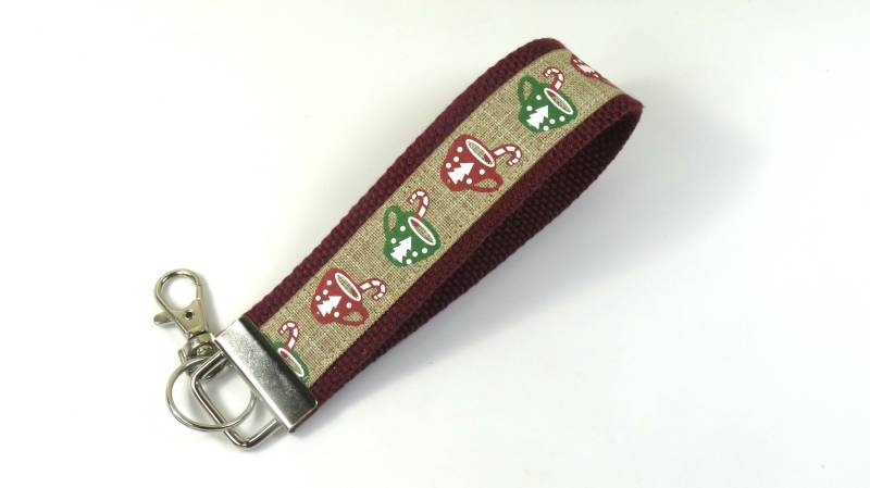 Tassen Heiße Schokolade Armband, Urlaub Schlüsselanhänger, Braun Ausweisinhaber, Heißes Getränk Schlüsselanhänger von FabricLoveandFun