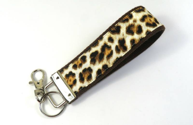 Tier Druck Keyfob, Tierdruck, Armband, Braune Ausweisinhaber, Animal Print Schlüsselanhänger, Schlüsselband von FabricLoveandFun