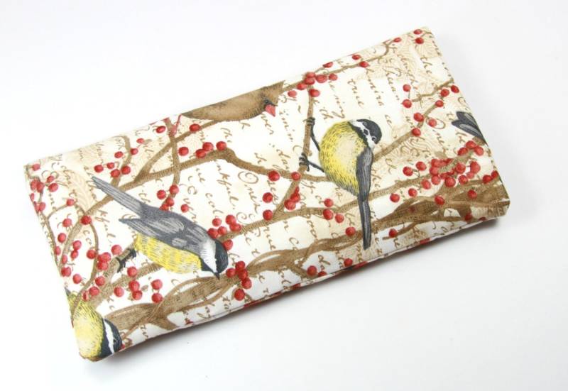 Vögel-Stoff-Fall, Sonnenbrille Tasche, Brillen Beutel, Goldenen Fink Kardinal Vogel Design Stoff Fall von FabricLoveandFun