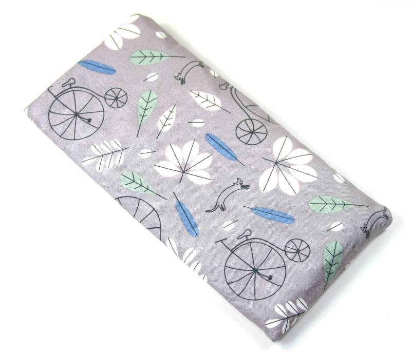Zyklus, Stoffbeutel, Brillenetui, Grau Zyklus Tasche, Snap-Knopf-Tasche, Cat-Design-Tasche, Zyklus-Design-Etui von FabricLoveandFun