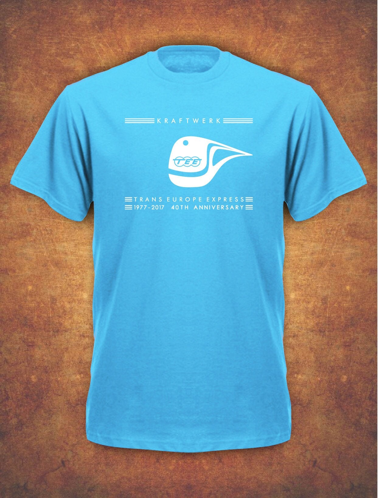40Th Jubiläum Kraftwerk Trans Europe Express Retro Herren T-Shirt Himmelblau von FabricOfStyle