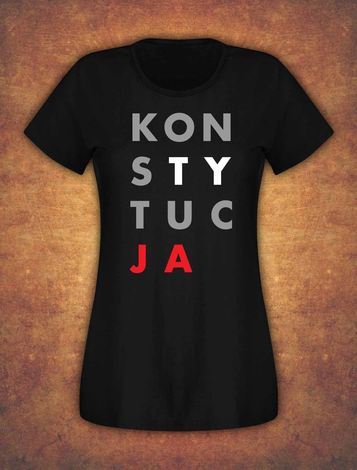 Konstytucja Koszulka Damska Protest Polska Polen T-Shirt Weiblich Schwarz von FabricOfStyle
