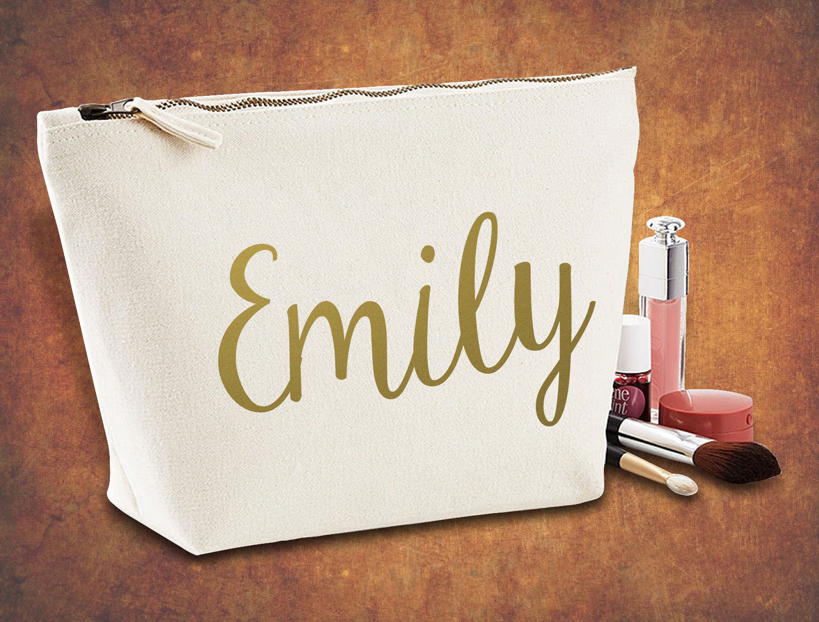 Personalisiertes Geschenk Für Sie - Individuelle Schminktasche Personalisiertes Canvas Accessoire Tasche Mit Goldenem Schriftzug, Geburtstag Personalisiertes Geschenk Für Sie - Individuelle Schminktasche Personalisiertes Canvas Accessoire Tasche Mit Goldenem Schriftzug, Geburtstag von FabricOfStyle
