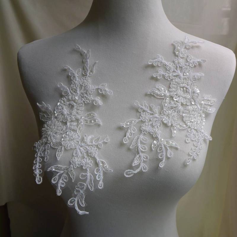 1 Paar Perlen Spitzen Applikation, Off White Braut Für Hochzeit, Stirnbänder, Kleider 1 Paar Perlen Spitzen Applikation, Off White Braut Für Hochzeit, Stirnbänder, Kleider von FabricTrims