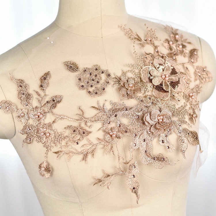 3D Applikationen Pailletten Perlen Trim Champagner Gold Braut Spitzen Applikation 3D Applikationen Pailletten Perlen Trim Champagner Gold Braut Spitzen Applikation von FabricTrims