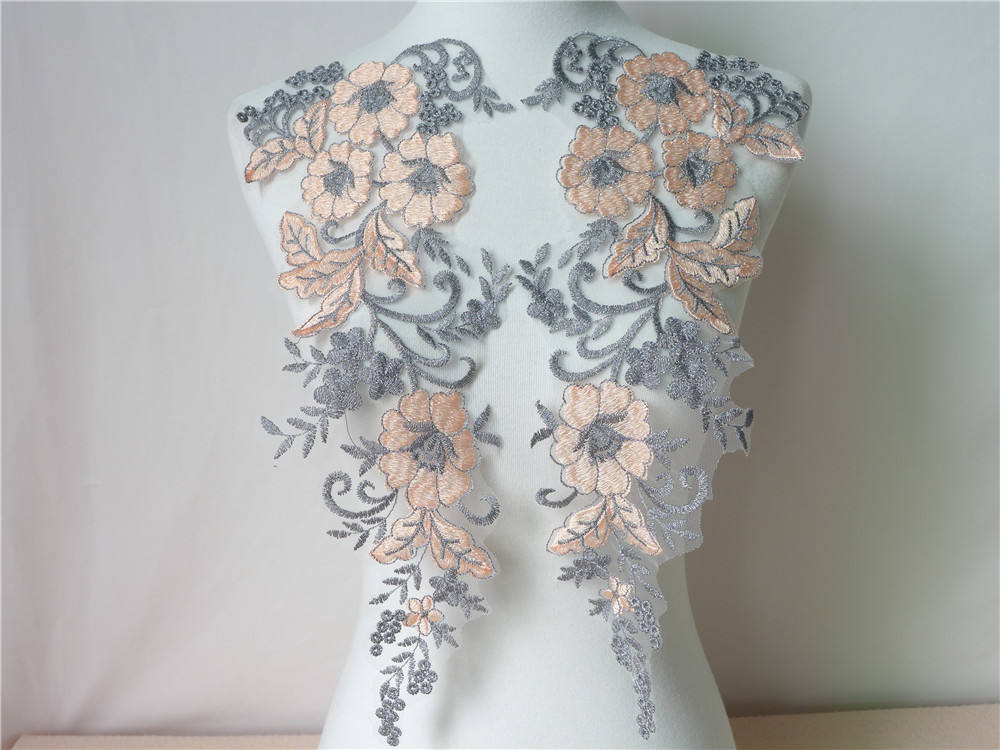 Exquisite Spitzen-Applikation, Tüll-Spitze Applikator, Blumen Stickerei Mesh-Spitze Stoff Zierteil, Braut Applikation, Nähen Handwerk von FabricTrims