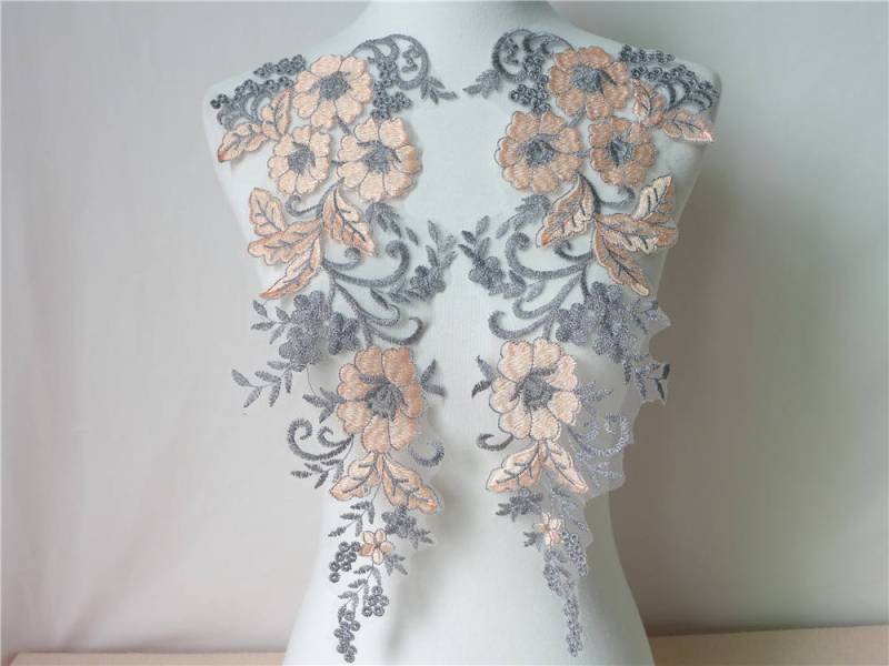 Exquisite Spitzen-Applikation, Tüll-Spitze Applikator, Blumen Stickerei Mesh-Spitze Stoff Zierteil, Braut Applikation, Nähen Handwerk von FabricTrims