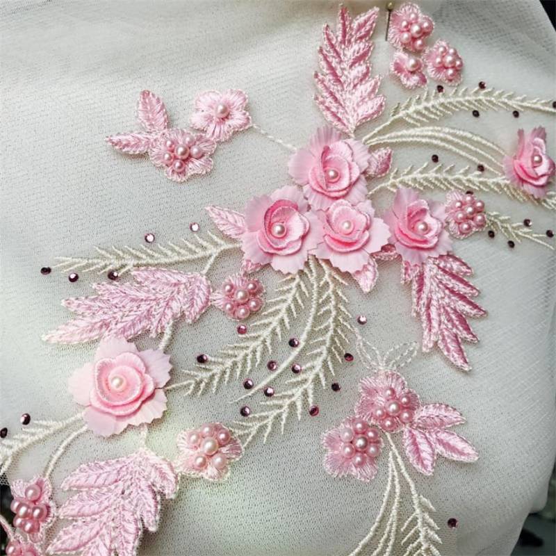Neue 3D Gestickte Perlen Pailletten-Blumen-Spitze-Applikation Rosa Annähen Applikation Patch Motiv Diy Kleidung Neue 3D Gestickte Perlen Pailletten-Blumen-Spitze-Applikation Rosa Annähen Applikation Patch Motiv Diy Kleidung von FabricTrims