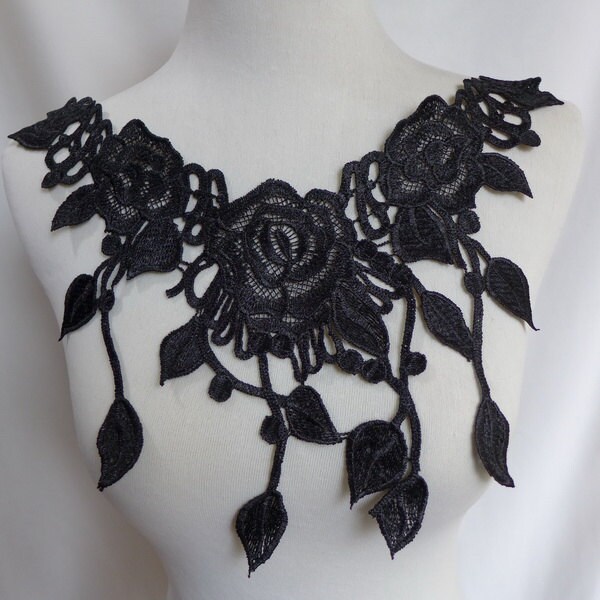 Schwarze Spitze Applikation Chic Blume Und Blatt Für Brautjungfer Kleid, Tuch Versorgung, Kostüm-Design Schwarze Spitze Applikation Chic Blume Und Blatt Für Brautjungfer Kleid, Tuch Versorgung, Kostüm-Design von FabricTrims