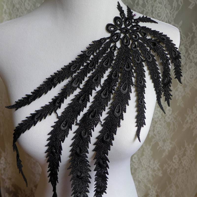 Schwarze Venisspitze Applikation Für Hochzeit, Spitzenschmuck, Kleid, Kostüme, Nähen von FabricTrims