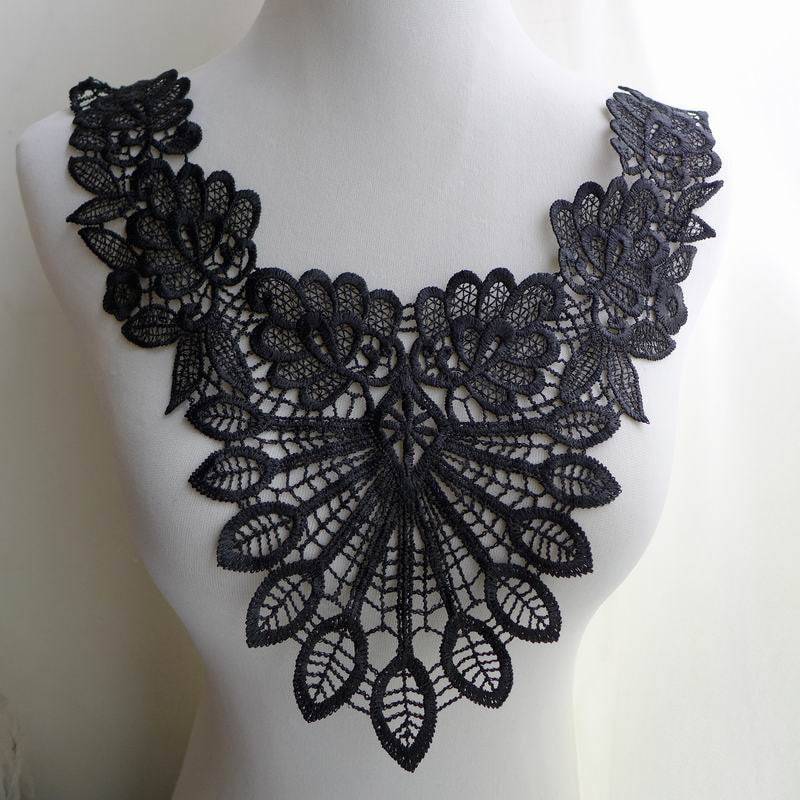 Venise Lace Applikation in Schwarz Zum Nähen, Brautschmuck, Kostüm-Design von FabricTrims