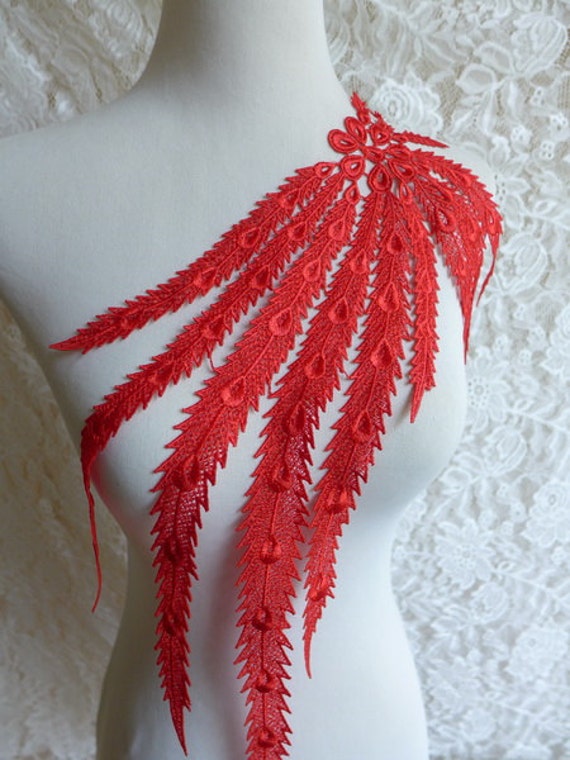 Venise Venedig Spitze Applikation in Rot Für Hochzeit, Spitzenschmuck, Kleid, Kostüme, Nähen von FabricTrims