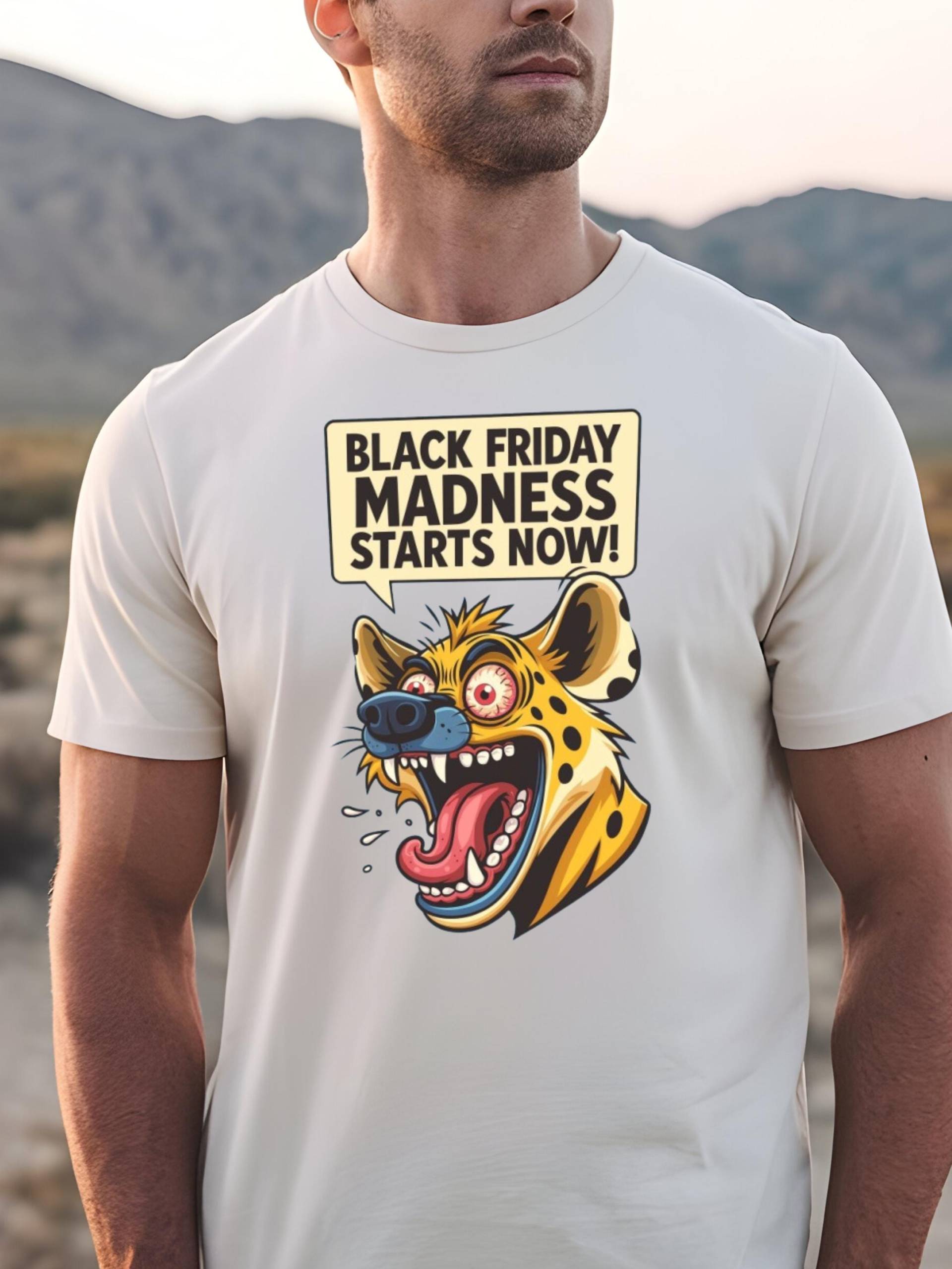 Black Friday Madness T-Shirt | Lustiges Hyänen-Shirt Verrücktes Shopper-T-Shirt Virales Verkaufsgeschenk Friday-Grafik in Limitierter Auflage von FabrikateX