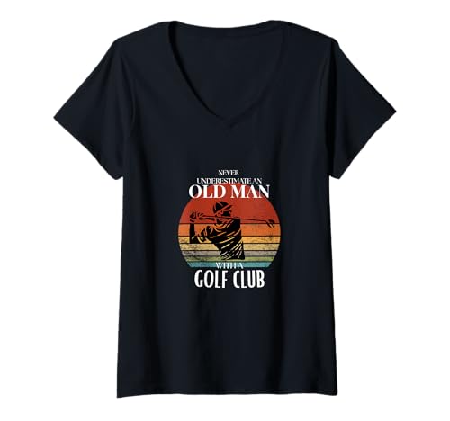 Damen Golf Alter Mann T-Shirt mit V-Ausschnitt von Fabrinity